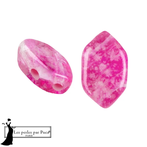 Perles en verre Paros® par Puca® 7x4 mm - Silver Foil Rose Fuchsia x10g