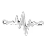 Intercalaire cardiogramme 2 trous 34x22 mm Placage Argent fin vieilli x1