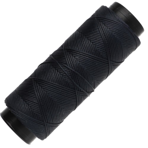 Fil plat en polyester ciré - Slam Cord pour micro macramé 0.8 mm - Bleu marine x100m