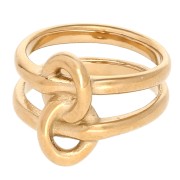 Bague double anneaux entrelacés - Taille 51/52 - Acier inoxydable 304 Doré
