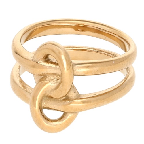 Bague double anneaux entrelacés - Taille 53 - Acier inoxydable 304 Doré x1
