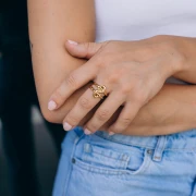 Bague double anneaux entrelacés - Taille 53 - Acier inoxydable 304 Doré x1