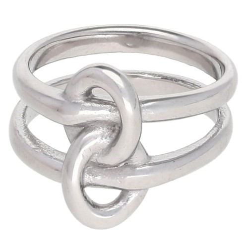 Bague double anneaux entrelacés - Taille 53 - Acier inoxydable 304 x1