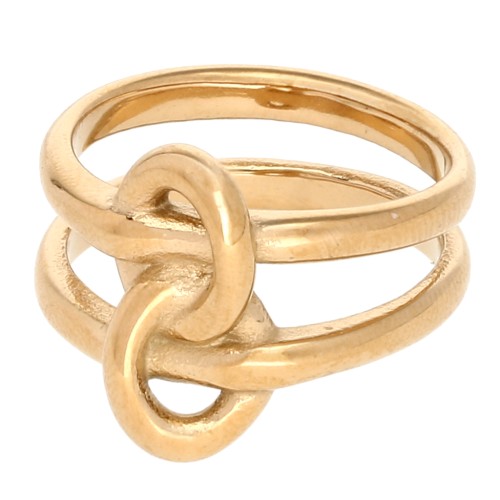 Bague double anneaux entrelacés - Taille 57 - Acier inoxydable 304 Doré x1