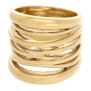 Bague large effet multi anneaux - Taille 52 - Acier inoxydable 304 Doré x1