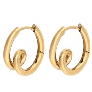 Créoles design 19x17.5 mm - Acier inoxydable 304 Doré x2