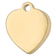 Breloque cœur brodé 16x14 mm - motif coeur - Acier inoxydable 304 Doré x1
