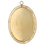 Pendentif ovale brodé 26x18 mm - motif noeud - Acier inoxydable 304 Doré x1