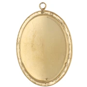 Pendentif ovale brodé 26x18 mm - motif noeud - Acier inoxydable 304 Doré x1