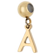A - Perle stoppeur 5 mm avec breloque lettre A - Acier inoxydable 304 Doré x1 Perle stoppeur 5 mm avec breloque lettre A - Acier inoxydable 304 Doré x1