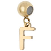 F - Perle stoppeur 5 mm avec breloque lettre F - Acier inoxydable 304 Doré x1 Perle stoppeur 5 mm avec breloque lettre F - Acier inoxydable 304 Doré x1