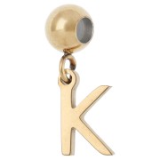 K - Perle stoppeur 5 mm avec breloque lettre K - Acier inoxydable 304 Doré x1 Perle stoppeur 5 mm avec breloque lettre K - Acier inoxydable 304 Doré x1