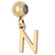 N - Perle stoppeur 5 mm avec breloque lettre N - Acier inoxydable 304 Doré x1 Perle stoppeur 5 mm avec breloque lettre N - Acier inoxydable 304 Doré x1