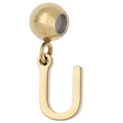 Perle stoppeur 5 mm avec breloque lettre U - Acier inoxydable 304 Doré x1