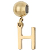 H - Perle stoppeur 5 mm avec breloque lettre H - Acier inoxydable 304 Doré x1 Perle stoppeur 5 mm avec breloque lettre H - Acier inoxydable 304 Doré x1