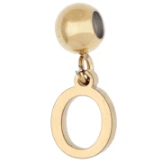 Perle stoppeur 5 mm avec breloque lettre O - Acier inoxydable 304 Doré x1