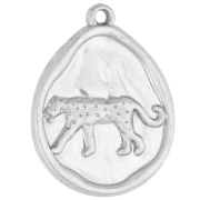 Pendentif ovale irrégulier 21x16 mm motif panthère - Acier inoxydable 316 x1