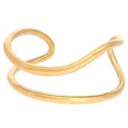 Bracelet jonc double irrégulier 33x170 mm - Grand poignet - Acier inox Doré 304 x1