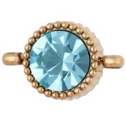 Intercalaire rond 8 mm avec cabochon en verre - Acier inox 304 Doré - Bleu clair