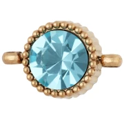 Intercalaire rond 8 mm avec cabochon en verre - Acier inox 304 Doré - Bleu clair