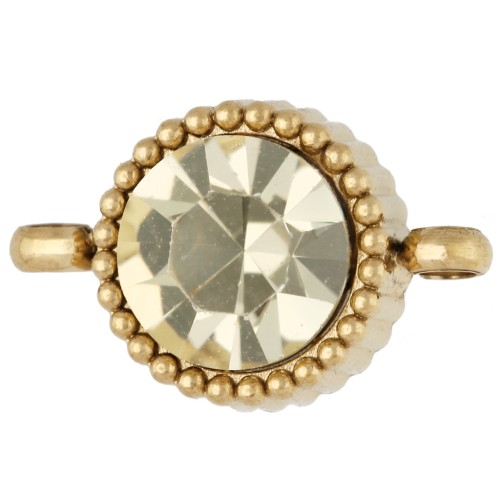 Intercalaire rond 8 mm avec cabochon en verre - Acier inox 304 Doré - Jaune x1