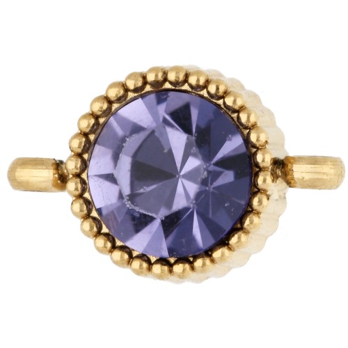 Intercalaire rond 8 mm avec cabochon en verre - Acier inox 304 Doré - Lilas x1