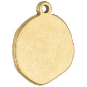 Breloque ronde irrégullière 20x16 mm - motif étoile - Acier inox 304 Doré - Blanc