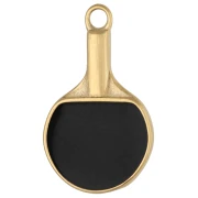 Breloque raquette de ping pong 19.5x11.5 mm - Acier inox 304 Doré - Rouge - Noir