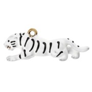 Breloque tigre 12x32 mm avec résine époxy - Acier inoxydable 304 Doré - Blanc x1