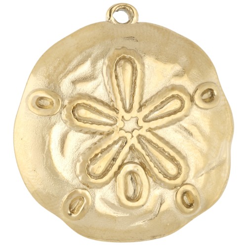 Pendentif Sand dollar irrégulier 25.5 mm - Acier inoxydable 304 Doréx1