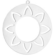 Pendentif rond évidé 30 mm - motif ethnique - Acier inoxydable 316L x1