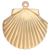 Pendentif porte-photo cassolette forme coquillage 22x24 mm - Doré à l'or fin x1|raw }}