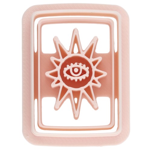 Emporte-pièce rectangle 31x22 mm motif oeil - en polymère biodégradable - Beige x1