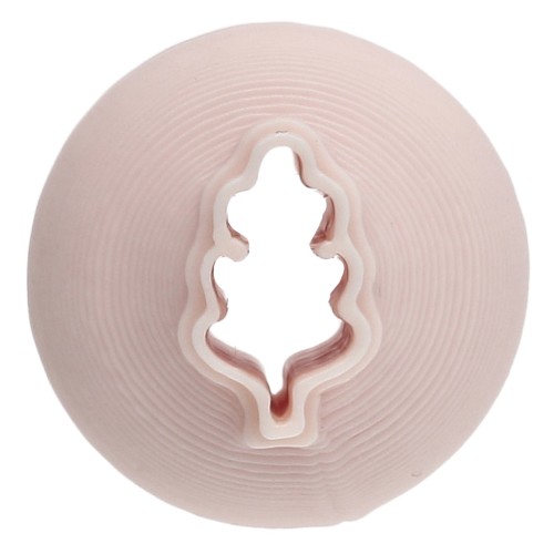 Mini emporte-pièce feuille de chêne 10x6 mm en polymère biodégradable - Beige x1