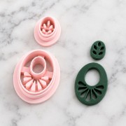 Set d'emporte-pièces boucles d'oreille ovale en polymère biodégradable - Beige x2