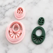 Set d'emporte-pièces boucles d'oreille ovale en polymère biodégradable - Beige x2