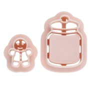 Set d'emporte-pièce bocal avec pain d'épice en polymère biodégradable - Beige x2