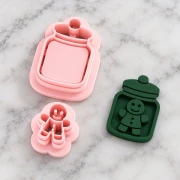 Set d'emporte-pièce bocal avec pain d'épice en polymère biodégradable - Beige x2