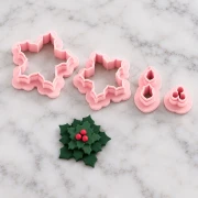 Set d'emporte-pièce fleur de noël 29x31 mm en polymère biodégradable - Beige x4