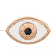 Perle oeil porte-bonheur 14.5x9 mm Cream/doré rose x1