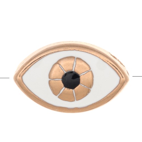 Perle oeil porte-bonheur 14.5x9 mm Cream/doré rose x1