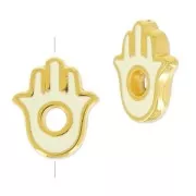 Perle main de Fatma 15x13 mm Cream/doré x1