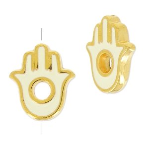 Perle main de Fatma 15x13 mm Cream/doré x1