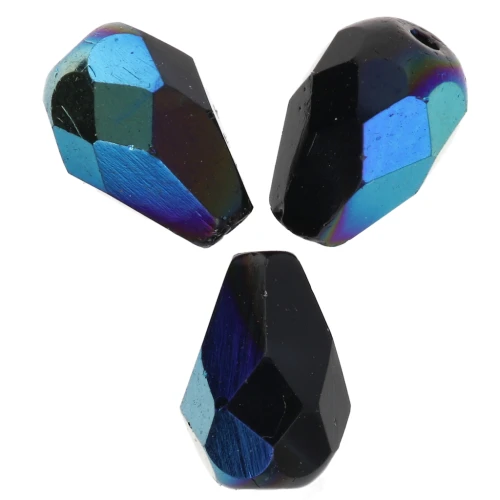 Perles poires facettées 7x5 mm - Jet AB x25