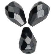 Perles poires facettées 10x7 mm - Jet Hematite x20