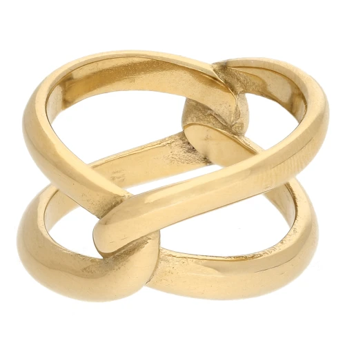 Bague 2 anneaux entrelacés - Taille 52 - Acier inoxydable 304 Doré x1