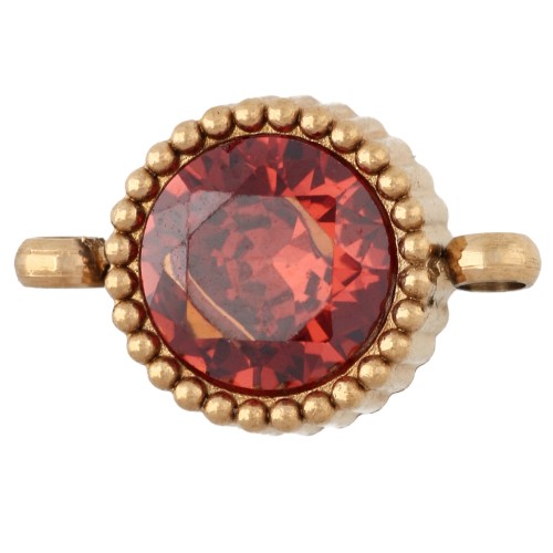 Intercalaire rond 8 mm avec cabochon en verre - Acier inox 304 Doré - Hyacinth x1