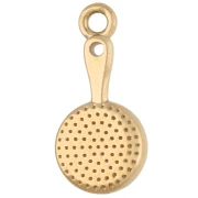 Pendentif poêle et œuf au plat 21x10 mm - Acier inox 304 Doré - Blanc - Jaune