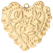 Pendentif cœur 40x38 mm effet métal repoussé - Acier inoxydable 304 x1
