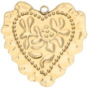 Pendentif cœur 40x38 mm effet métal repoussé - Acier inoxydable 304 x1